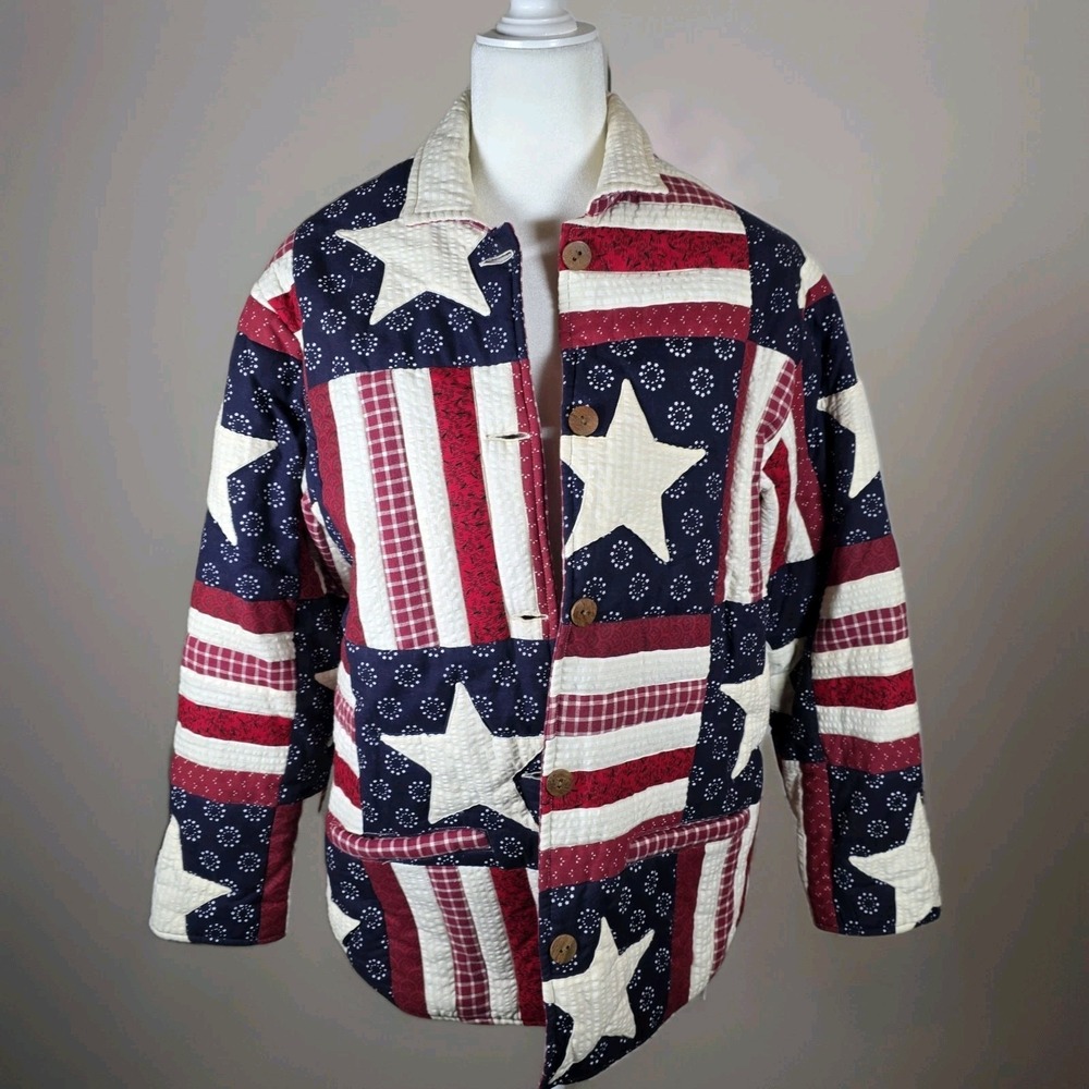 VINTAGE 1980s PATCH MAGIC AMERICAN FLAG JACKET SIZE M‎